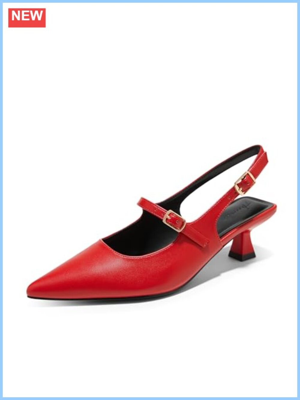Kitten Heels for Women Slingback Pumps 2 Inch Closed Toe Leather Dress Shoes